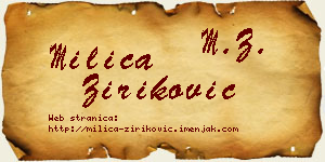 Milica Ziriković vizit kartica